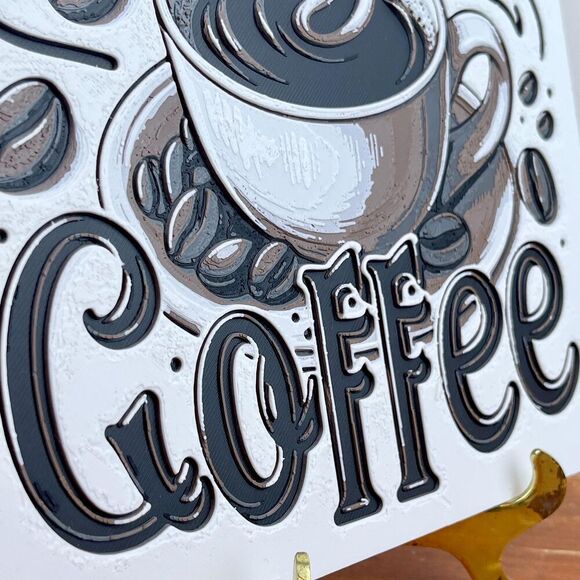 Coffee Wall Art, Coffee Lover, Coffee Station Decor, 3D Printed Wall Art - Picture 5 of 10